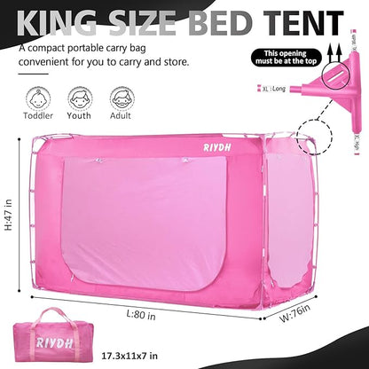 Bed Tent Bed Canopy King Size Tents for Adult and Kids- Original Design Portable Dream Tent Indoor Sleeping 80% Blackout with 3 Doors Breathable Big Space Tents