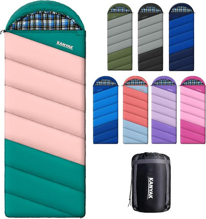 Cotton Flannel Liner Sleeping Bag for Adults Teens Kids, Cold Weather & Warm, 3 Seasons, Lightweight Compact Camping Essentials Equipment, Hiking, Outdoor, Travel