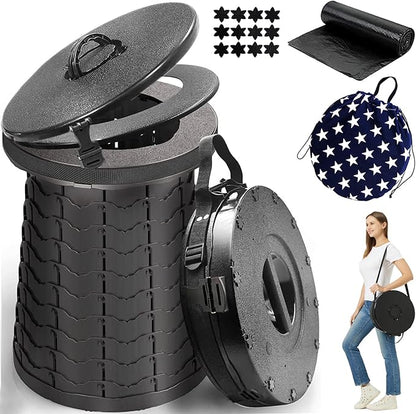 Portable Toilet for Camping Portable Folding Toilet with Carry Bag, Retractable Travel Toilet Foldable Stool Camping Toilet for Adults Kids, Height Adjustable & Sturdy Capacity 880 Lbs