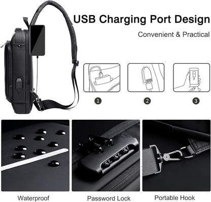Anti-theft Chest Bag Business Shoulder Bags Satchel Bag with USB