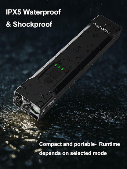 Work Flashlight with Laser Pointer & LED, 1200 Lumens, 5 Modes, Compass, 1/4" Tripod Mount, Cold Shoe, flishlight Pocket Clip – Rechargeable Survival Light for Camping, Hiking, Emergency