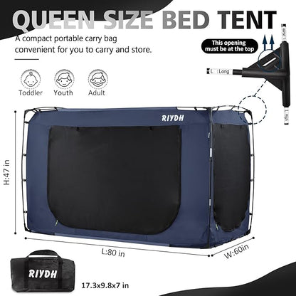 Bed Tent Bed Canopy Queen Size Tents for Adult and Kids- Original Design Portable Dream Tent Indoor Sleeping 80% Blackout with 3 Doors Breathable Big Space Tents