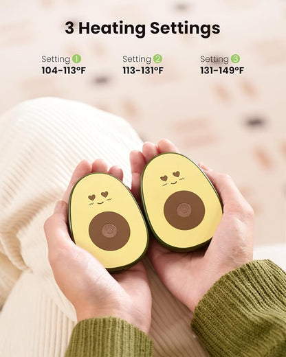 Gaiatop Hand Warmers Rechargeable 2 Pack, 4000 mAh Battery Avocados-Shaped Electric Hand Warmer with 2 PCS USB Cable, Reusable Portable Pocket Hand Heater Hot Hands Gifts for Women Men Camping Hunting