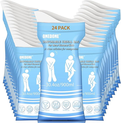 ONEDONE Disposable Urine Bags 6/8/12/24 30.4 OZ Pee Bags for Travel for Men Women Kids Emergency Urine Bags Portable Unisex Urinal Bags Vomit Bags for Traffic Jams Camping Hiking