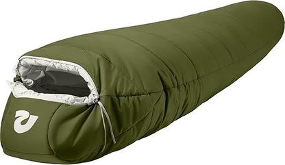 Retrospec Dream Mummy Sleeping Bag - 30°F Camping & Travel Essential Gear with Water - Resistant Shell & Synthetic Fill - Zippered Pocket & Stuff Sack