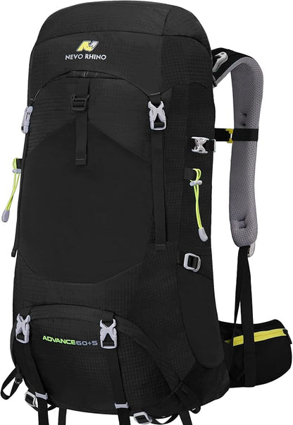 N NEVO RHINO Internal Frame Hiking Backpack 50/60/65/70/80L, Mountain Climbing Camping Backpack Daypack Waterproof Rain Cover