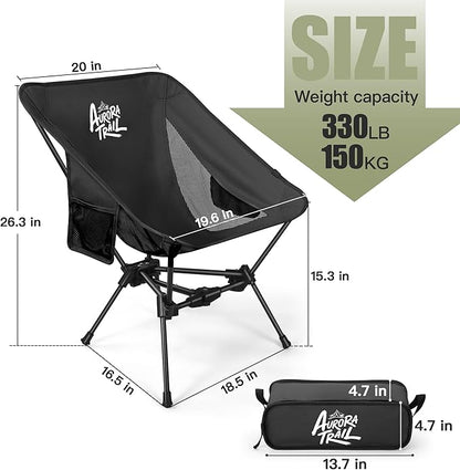 Ultralight Backpacking Chair,Compact Folding Camping Chair,Supports 300lbs,Portable Travel & Hiking Chair,Lightweight Design,Perfect for Hiking Gear, Picnics and Traveling