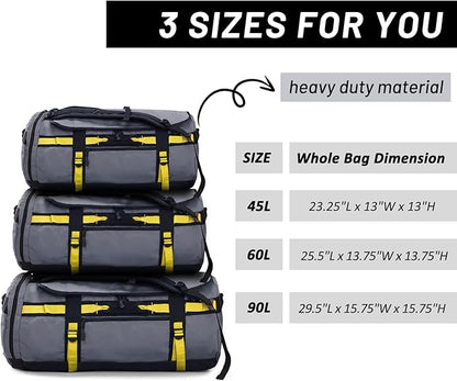MIER Large Duffel Backpack Sports Gym Bag with Shoe Compartment, Heavy Duty and Water Resistant, Gray, 60L