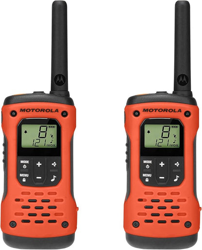 Motorola Solutions, Portable FRS, T605_H2O, Talkabout, Two-Way Radios, Emergency Preparedness, Rechargeable, 22 Channel, 35 Mile, Orange W/Black, 2 Pack