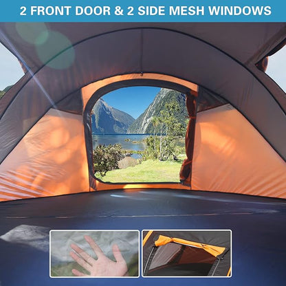 EchoSmile Instant Pop Up Camping Tent, 2/4/6 Person, Easy Setup Tent, Water Resistant Dome, Portable with Carry Bag
