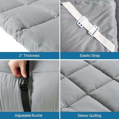 Navy Cot Mattress Topper - Quilted Pads for Camping, 75"x30" for Camp Cot/Rv Bunk/Narrow Twin Beds