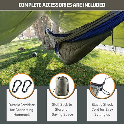 Under Quilts for Hammocks, HIKERBRO Ultralight Hammock Underquilt, Double Size Underquilt for Hammock Camping, Backpacking Army Green