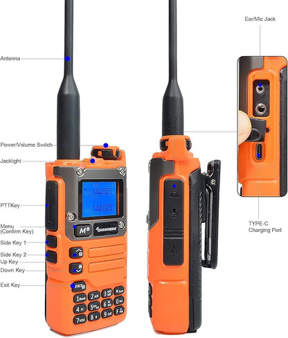 Quansheng UV-K5(8) Multifunction UHF/VHF 5W Handheld Two Way Radio, AM/FM/DTMF NOAA Weather Alarm Ham Radio for Hiking Camping Trip, Chirp Compatible, Support Firmware Updates, Emergency Alarm