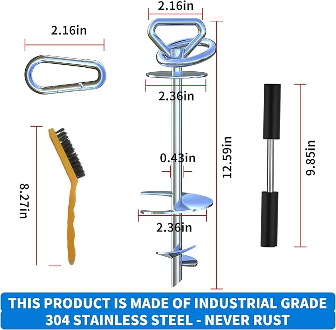 Heavy Duty Quality Dog Stake-Dog Tie Out Stake, Dog Stake Allows Dogs Up to 200 lbs, Dog Stakes for Outside Beach,Camping, Yard, 360° Swivel Dog Anchor | Use for Any Dog Tie Out Cable