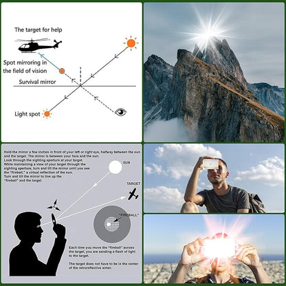 Signal Mirror Military Grade 3 x 5 Inch - Camping Mirror with Survival Whistle - Perfect for Outdoor Explorers SOS Signaling & Hikers Kits