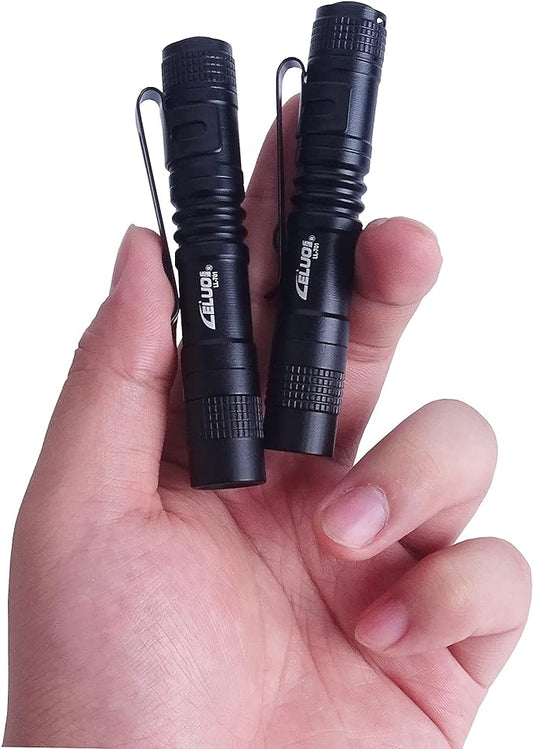 Handheld Pen Flashlight 150 Lumens Lamp Clip Mini Pen Light Small Pocket Penlight(2 Short)