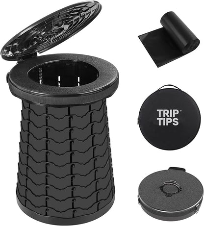 TRIPTIPS Upgrade XXL Retractable Portable Toilet for Camping Height Adjustable Travel Toilet Foldable Camping Toilet Portable Toilet for Adults and Kids, Collapsible Stool