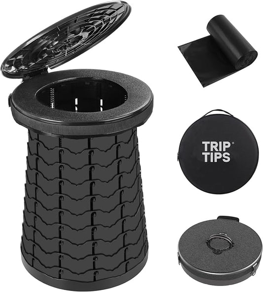 TRIPTIPS Upgrade XXL Retractable Portable Toilet for Camping Height Adjustable Travel Toilet Foldable Camping Toilet Portable Toilet for Adults and Kids, Collapsible Stool