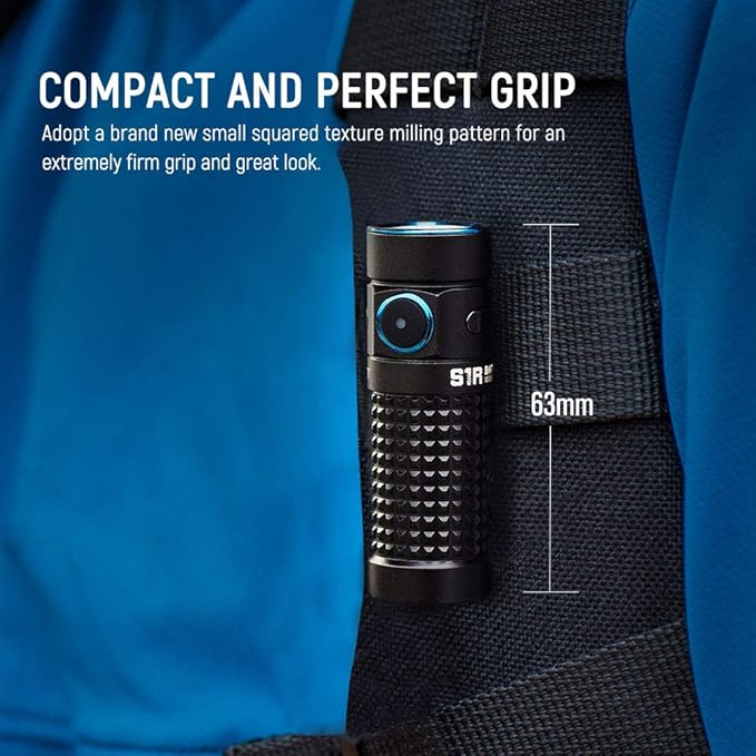 OLIGHT S1R II 1000 Lumen Compact Rechargeable EDC Flashlight with Single Rechargeable Battery and Magnetic Charging Cable