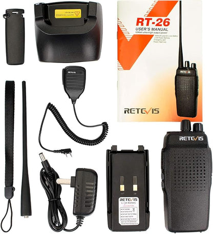 Retevis RT26 Walkie Talkie for Adults Long Range,Walkie Talkies with Shoulder Mic, Shockproof, Professional Two Way Radio with 3000mAh Rechargeable Battery for Security Vehicle Hunting (2 Pack)