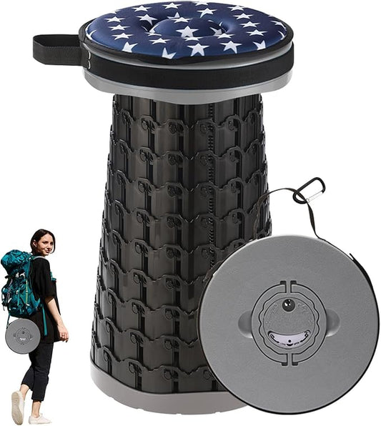 18-inch Heavy Duty Collapsible Stool with Cushion - 800 lbs Capacity, 2.6 lbs Lightweight Portable Folding Stool for Camping, Travel, Music Festivals and Other Outdoor Events