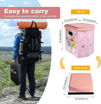 Upgrade XL Portable Toilet for Adults, Extra Large Portable Travel Floding Toilet, Camping Tall Toilets with Lid for Adults and Kids Compact Potty for Car,Hiking,Beach and Camping…