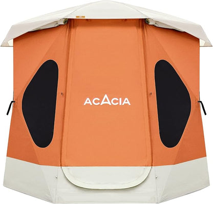ACACIA Camping Tent, Pop Up Camping Tent with 8 Windows and Footprint, Waterproof Windproof Easy Setup Hub Tent for Family Camping, Hiking and Glamping