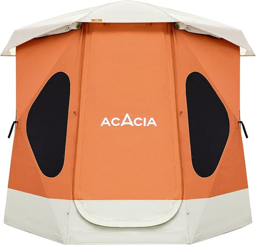 ACACIA Camping Tent, Pop Up Camping Tent with 8 Windows and Footprint, Waterproof Windproof Easy Setup Hub Tent for Family Camping, Hiking and Glamping