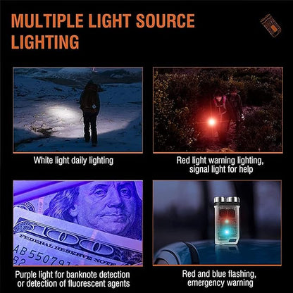 Mini Flashlight, 900 High Lumen Keychain EDC Flashlight, Super Bright Pocket USB Rechargeable Small Tactical Handheld LED Flash Light with Magnetic Waterproof for Camping, Hiking, Emergencies