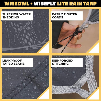 Wise Owl Outfitters Hammock Tarp, Hammock Tent - Rain Tarp for Camping Hammock - Camping Gear Must Haves w/Easy Set Up Including Tent Stakes and Carry Bag