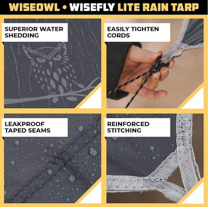 Wise Owl Outfitters Hammock Tarp, Hammock Tent - Rain Tarp for Camping Hammock - Camping Gear Must Haves w/Easy Set Up Including Tent Stakes and Carry Bag