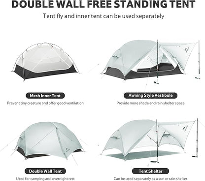 Naturehike Mongar UL 1/2Person Backpacking Tent,15D Nylon Waterproof Ultralight 1-2 Person Tent with Footprint
