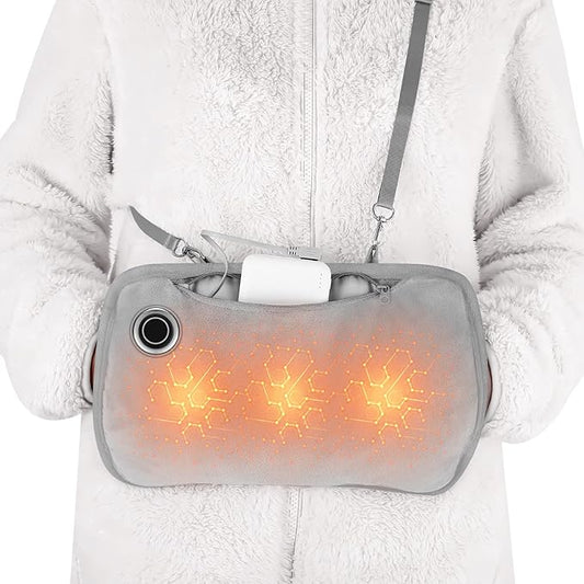 Hand warmers Rechargeable, Portable Graphene Heated Gloves Handwarmers Bag with 10000MAH Power Bank,2 Heating Area&3 Heat Modes, Fast Electric Heating Pouch for Women,Kids, Hunting,Camping&Xmas Gifts
