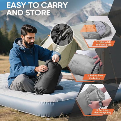 OBTANIM Sleeping Bags Portable Waterproof Camping Sleeping Bag for Adults Kids 4 Seasons Cold Weather or Warm Backpacking Hiking Mountaineering Indoor Outdoor Use