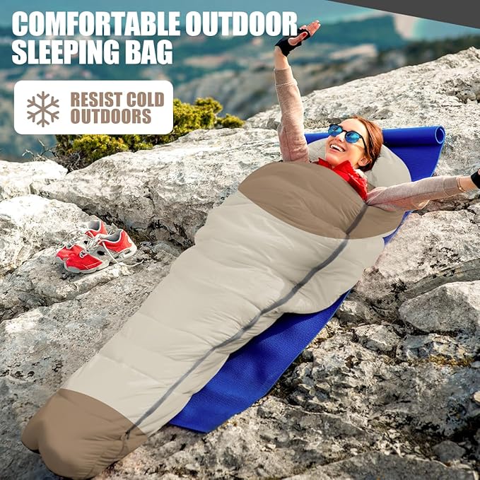 OBTANIM Sleeping Bags Portable Waterproof Camping Sleeping Bag for Adults Kids 4 Seasons Cold Weather or Warm Backpacking Hiking Mountaineering Indoor Outdoor Use
