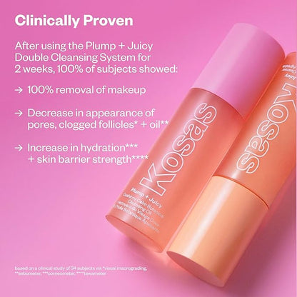 Kosas Plump + Juicy Cushiony Calm Botanical Cleansing Oil – Hydrating Makeup Remover for Face + Eyes, Removes Makeup + SPF, Softens Skin, Boosts Skin Barrier with Botanical Oils and Ceramides