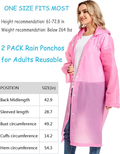 Rain Ponchos for Adults Reusable Raincoats Survival Heavy Duty Military Impermeable 2 Packs Rain Coat…