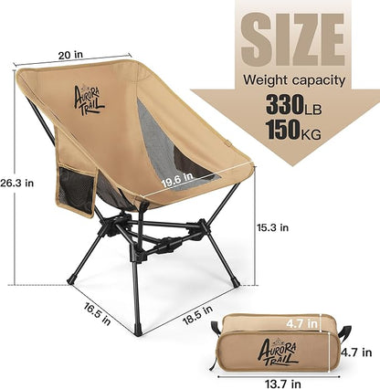 Ultralight Backpacking Chair,Compact Folding Camping Chair,Supports 300lbs,Portable Travel & Hiking Chair,Lightweight Design,Perfect for Hiking Gear, Picnics and Traveling
