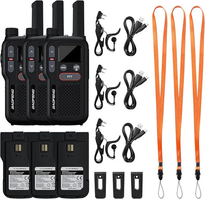 BAOFENG GT-18 Walkie Talkies for Kids Adult, License Free Long Range Rechargeable FRS Two Way Radio,1500mAh Battery, 22 Channels with Scan, Flashlight, for Camping Hiking Family, 3 Pack