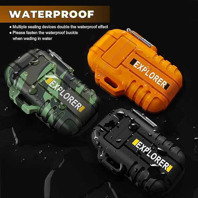 Lafagiet 3 Pack of Electric Lighter+Torch Lighters, USB C Recharge, Butane Gas Refill, Waterproof Windproof Lighters for Candle, Camping, Survival Tactical Gear (NO Butane Gas)
