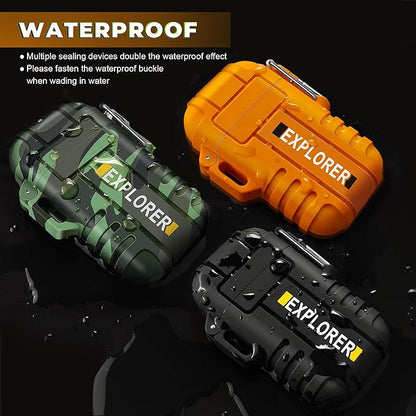 Lafagiet 3 Pack of Electric Lighter+Torch Lighters, USB C Recharge, Butane Gas Refill, Waterproof Windproof Lighters for Candle, Camping, Survival Tactical Gear (NO Butane Gas)