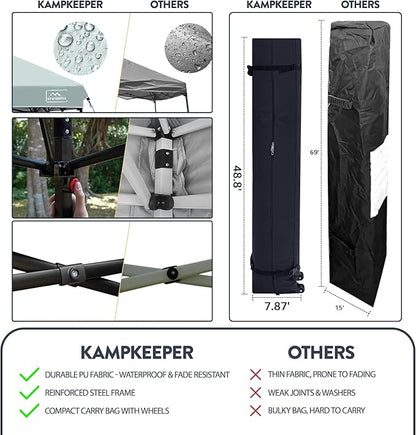 KAMPKEEPER 10x10 Pop Up Canopy Tent with 2 Sidewalls - Waterproof Outdoor Shelter for Sun Shade, Camping, Beach, Patio and Backyard Events, Black