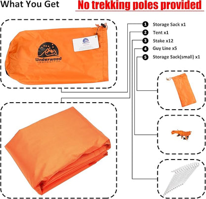 1 Person Trekking Pole Tent for Backpacking - Ultralight Backpacking Tent, Waterproof Hiking Tent for Camping, Lightweight Camping Tent for Scouts, Trekker(NO Trekking Poles)