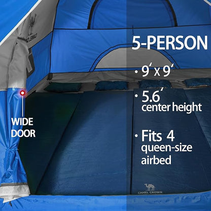 CAMEL CROWN Tents for Camping 2/3/4/5 Person Camping Dome Tent, Waterproof,Spacious, Lightweight Portable Backpacking Tent for Outdoor Camping/Hiking