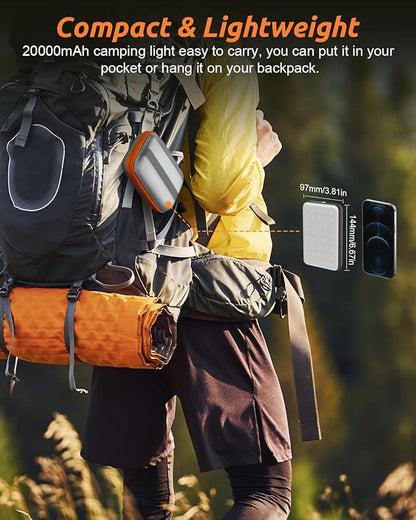 Eventek LED Camping Lantern Rechargeable 4000LM, 20000mAh Portable Camping Lights up to 144 Hours & 4 Light Modes, IPX5 Waterproof Camping Essentials for Power Outages, Emergency, Tent, Outdoor
