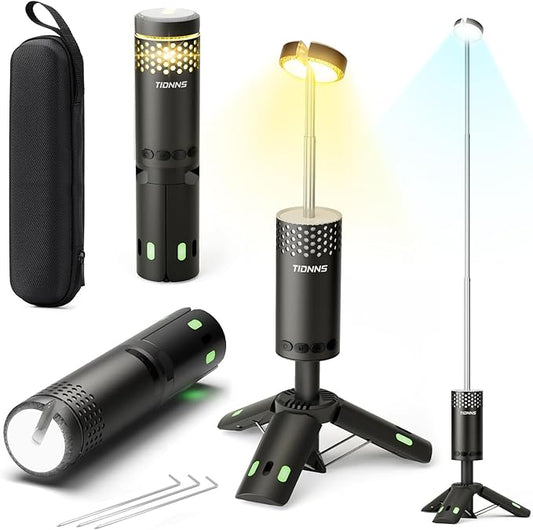Camping Light Telescopic, Rechargeable Collapsible Camping Lanterns with Stand, 10000mAh Magnetic Waterproof Camping Lamp, Outdoor Light for Emergency, Cool Camping Must Haves (Black)