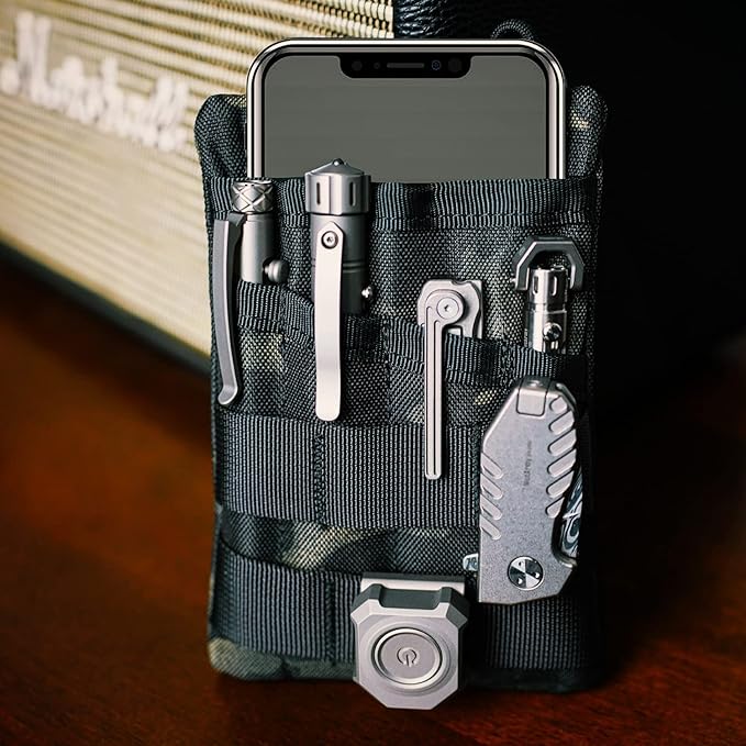 VIPERADE VE4 Tool Pouch, Nylon Pocket Organizer with 2 Pockets and 4 Small Tool Storage EDC Gears, Best Gift to Keep Organized, Hold Your Flashlight/Pocket Knife, Tactical Pen, Notebook