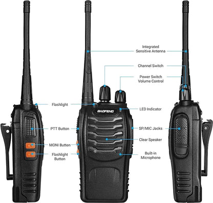 BAOFENG Reachargeble Walkie Talkies 5 Pack Long Range Two Way Radios with Earpiece UHF Handheld Interphone for Adults or Kids Biking Hiking Camping Li-ion Battery and Charger Included