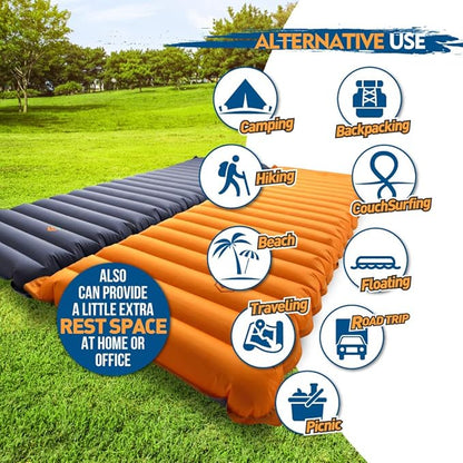 ZOOOBELIVES Extra Thickness Inflatable Sleeping Pad with Built-in Pump, Most Comfortable Camping Mattress for Backpacking, Car Traveling and Hiking, Compact and Lightweight - Airlive2000