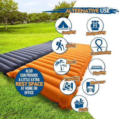 ZOOOBELIVES Extra Thickness Inflatable Sleeping Pad with Built-in Pump, Most Comfortable Camping Mattress for Backpacking, Car Traveling and Hiking, Compact and Lightweight - Airlive2000